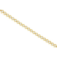 14K Yellow Gold Halfway Tennis Bracelet with Bezel-Set Round Diamonds - 0.51 Carat Total Diamond Weight - Royal Jewelry