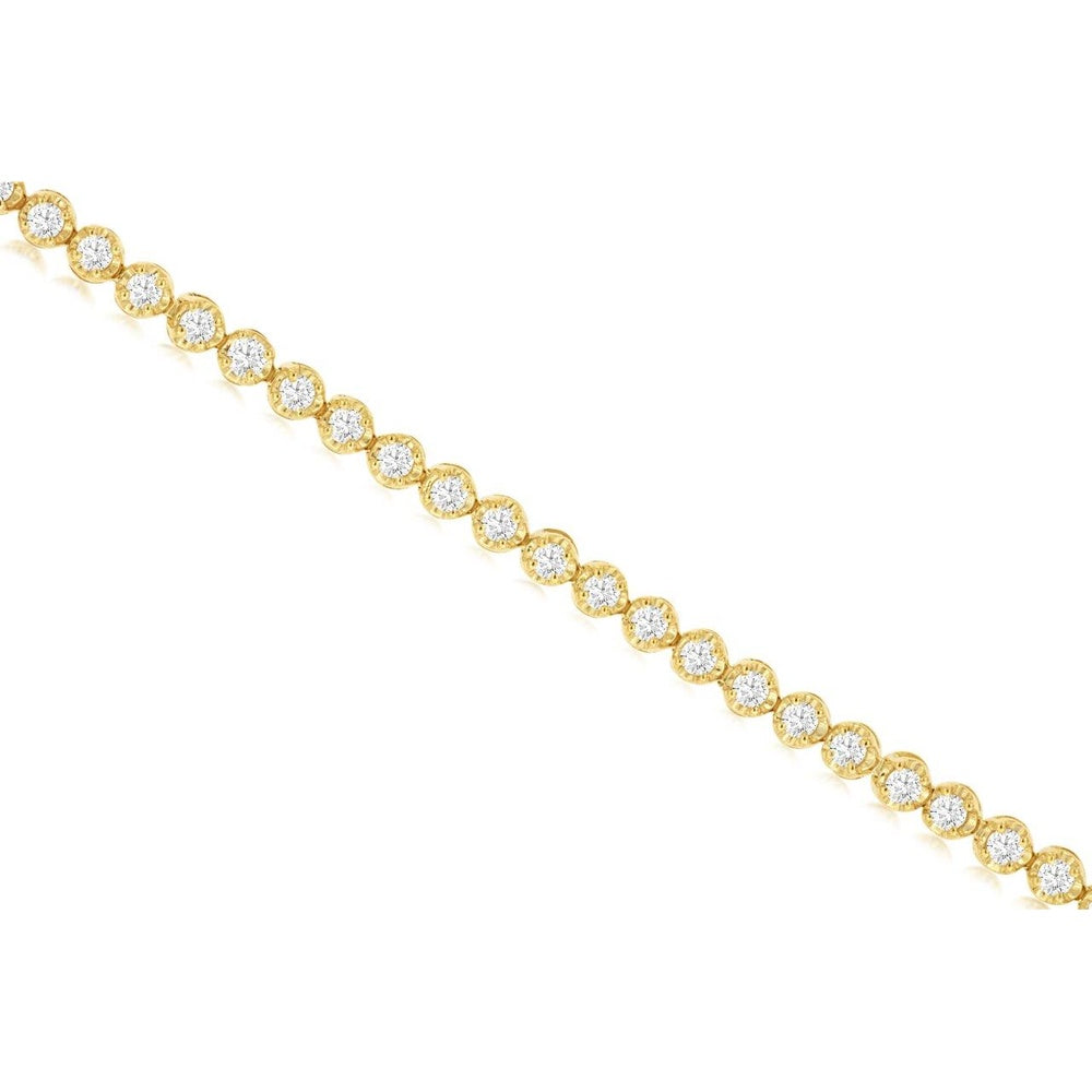 14K Yellow Gold Halfway Tennis Bracelet with Bezel-Set Round Diamonds - 0.51 Carat Total Diamond Weight - Royal Jewelry