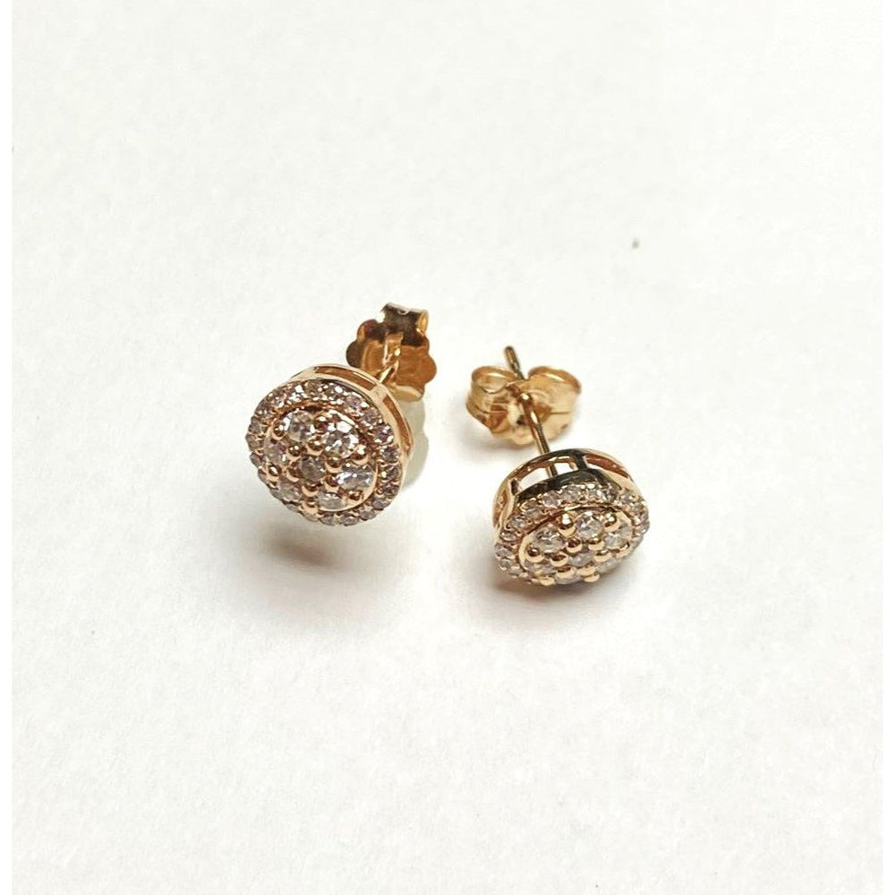 14K Yellow Gold Halo Cluster Stud Earrings with Round and Milgrain Detail Diamonds - 0.45 Carat Total Diamond Weight by Auriventus