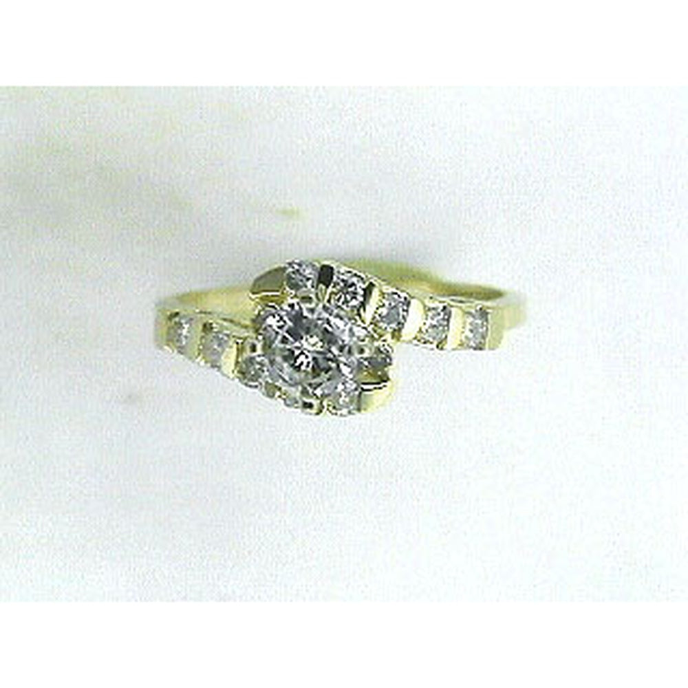 14K Yellow Gold Halo Engagement Ring with Round Brilliant Cut Diamonds - 0.70 Carat Total Diamond Weight - Royal Jewelry