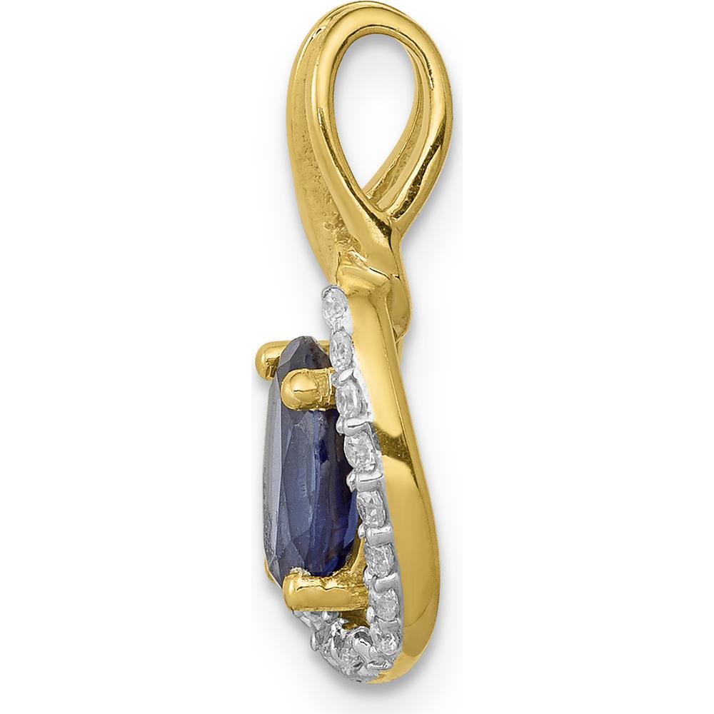 14K Yellow Gold Halo Pendant with Oval Sapphire and Round Diamonds - 0.85 Carat Sapphire, 0.03 Carat Diamond Total Weight by Lumare Gioia