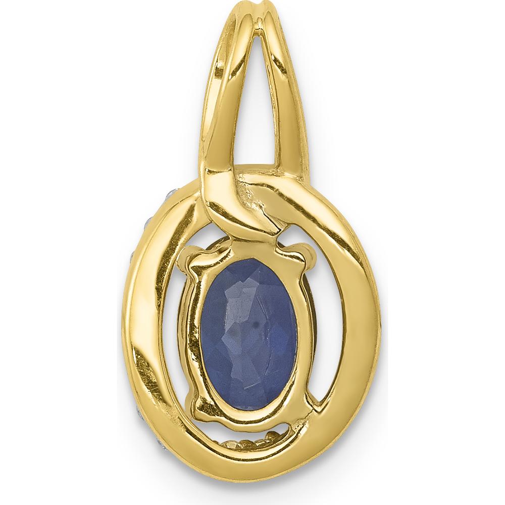 14K Yellow Gold Halo Pendant with Oval Sapphire and Round Diamonds - 0.85 Carat Sapphire, 0.03 Carat Diamond Total Weight by Lumare Gioia
