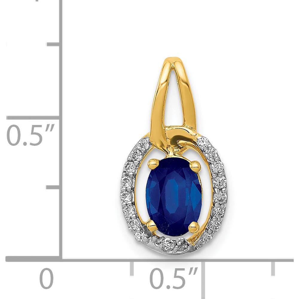 14K Yellow Gold Halo Pendant with Oval Sapphire and Round Diamonds - 0.85 Carat Sapphire, 0.03 Carat Diamond Total Weight by Lumare Gioia