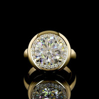14K Yellow Gold Halo Ring with 5.05 Carat Round Brilliant Cut Lab Diamond and 0.30 Carat Accent Diamonds - IGI Certified, 5.35 Total Carat Weight - Covaloro Fine Jewelry