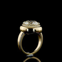 14K Yellow Gold Halo Ring with 5.05 Carat Round Brilliant Cut Lab Diamond and 0.30 Carat Accent Diamonds - IGI Certified, 5.35 Total Carat Weight - Covaloro Fine Jewelry
