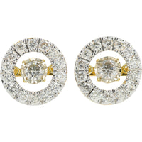14K Yellow Gold Halo Stud Earrings with Round Diamonds - 1.00 Carat Total Diamond Weight