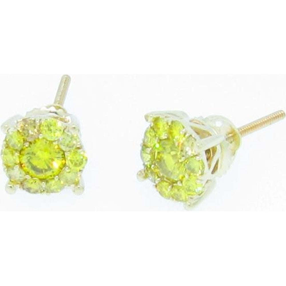14K Yellow Gold Halo Stud Earrings with Round Diamonds - 1.14 Carat Total Diamond Weight by Auriventus