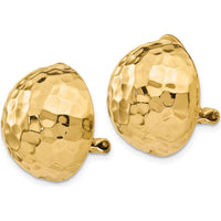 14K Yellow Gold Hammered 18mm Omega Clip Non-Pierced Button Earrings by Oro Pregiato