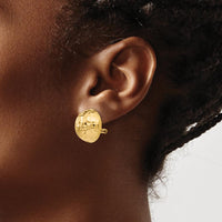 14K Yellow Gold Hammered 18mm Omega Clip Non-Pierced Button Earrings by Oro Pregiato
