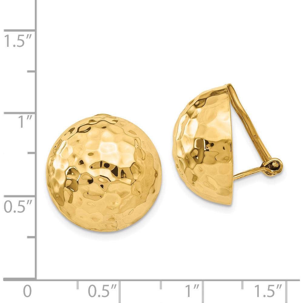 14K Yellow Gold Hammered 18mm Omega Clip Non-Pierced Button Earrings by Oro Pregiato