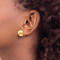 14K Yellow Gold Hammered Button Omega Back Post Earrings by 0