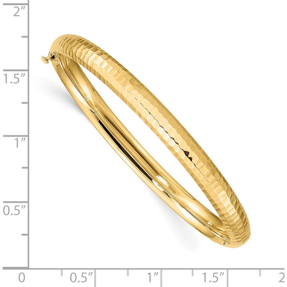 14K Yellow Gold Hammered Children's Hinged Bangle - 6" Length by Oro Pregiato