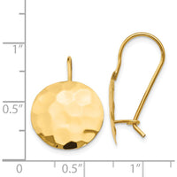 14K Yellow Gold Hammered Circle Disc Drop Earrings - Polished Finish by 0