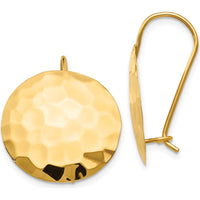 14K Yellow Gold Hammered Circle Drop Earrings - Solid, Polished Finish by 0