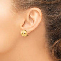 14K Yellow Gold Hammered Non-Pierced Omega Clip Button Earrings - 12mm by Oro Pregiato