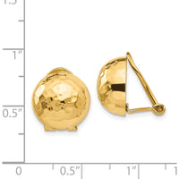 14K Yellow Gold Hammered Non-Pierced Omega Clip Button Earrings - 12mm by Oro Pregiato