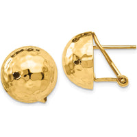 14K Yellow Gold Hammered Omega Back Post Earrings - Polished Finish by 0