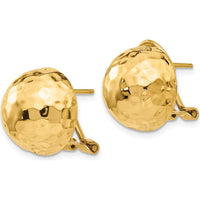 14K Yellow Gold Hammered Omega Back Post Earrings - Polished Finish by 0