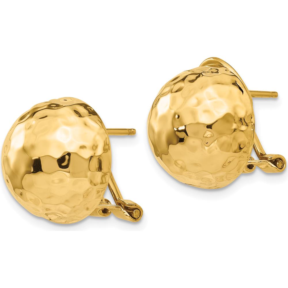 14K Yellow Gold Hammered Omega Back Post Earrings - Polished Finish by 0
