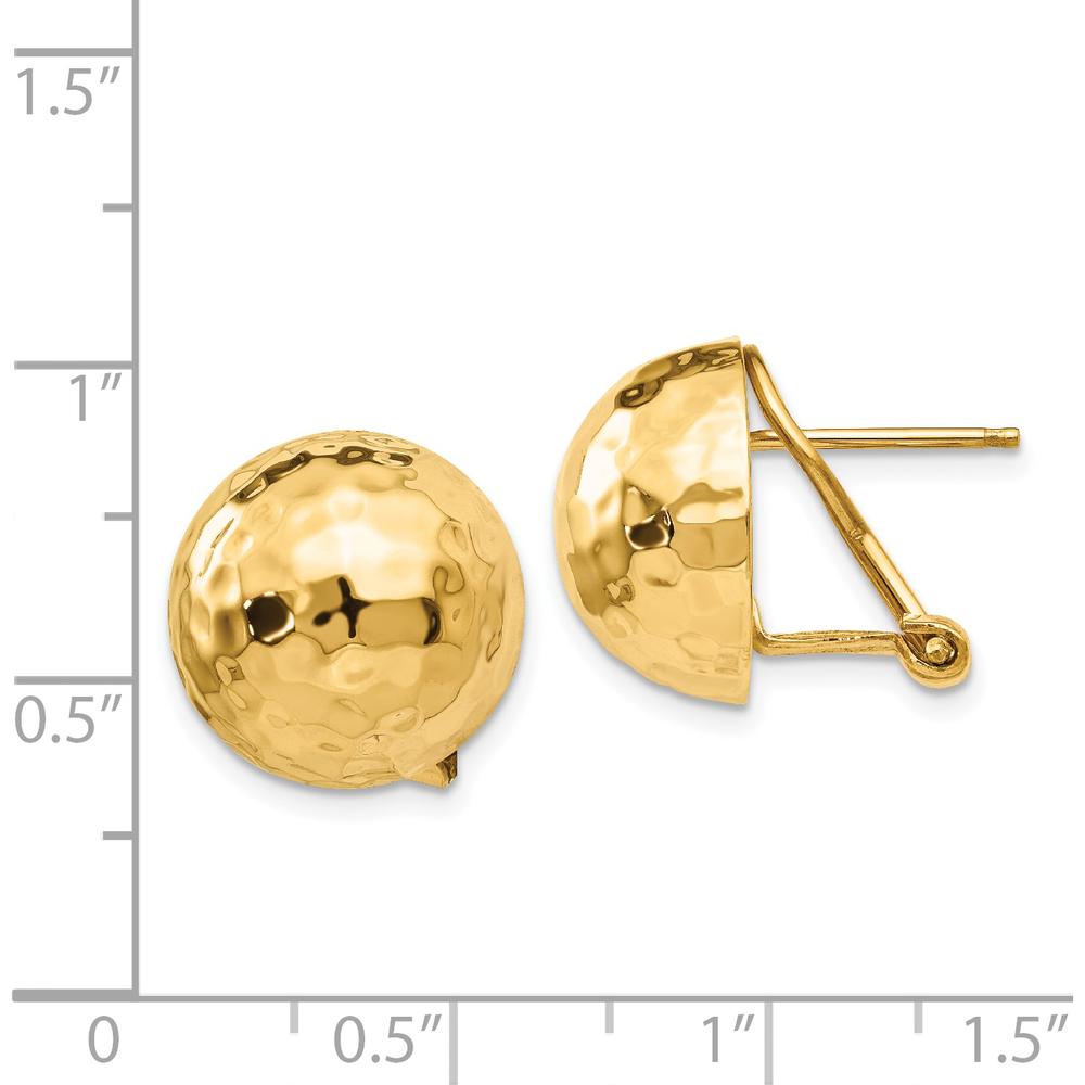14K Yellow Gold Hammered Omega Back Post Earrings - Polished Finish by 0