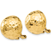 14K Yellow Gold Hammered Omega Clip Non-Pierced Earrings - 14mm Diameter by Oro Pregiato