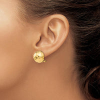14K Yellow Gold Hammered Omega Clip Non-Pierced Earrings - 14mm Diameter by Oro Pregiato