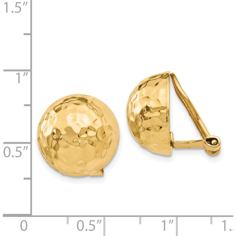 14K Yellow Gold Hammered Omega Clip Non-Pierced Earrings - 14mm Diameter by Oro Pregiato