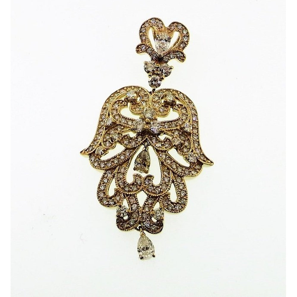 14K Yellow Gold Hamsa Pendant with Pear and Round Diamonds - 2.50 Carat Total Diamond Weight by Auriventus