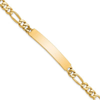 14K Yellow Gold Hand-Polished Figaro Link ID Bracelet - 8" Length by Oro Pregiato