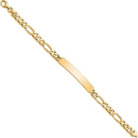 14K Yellow Gold Hand-Polished Figaro Link ID Bracelet - 8" Length by Oro Pregiato