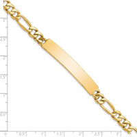14K Yellow Gold Hand-Polished Figaro Link ID Bracelet - 8" Length by Oro Pregiato