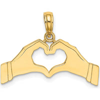 14K Yellow Gold Hands Forming a Heart Charm Pendant - Polished Finish by Oro Pregiato