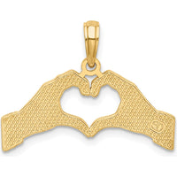 14K Yellow Gold Hands Forming a Heart Charm Pendant - Polished Finish by Oro Pregiato