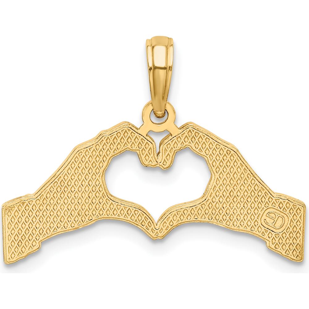 14K Yellow Gold Hands Forming a Heart Charm Pendant - Polished Finish by Oro Pregiato