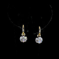 14K Yellow Gold Hanging Drop Earrings with 2.02 Carat Total Weight Round Brilliant Cut Lab Diamonds - D VS1 Clarity with Prong & Black Rhodium Setting - Covaloro Fine Jewelry