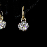 14K Yellow Gold Hanging Drop Earrings with 2.02 Carat Total Weight Round Brilliant Cut Lab Diamonds - D VS1 Clarity with Prong & Black Rhodium Setting - Covaloro Fine Jewelry
