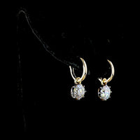 14K Yellow Gold Hanging Drop Earrings with 2.02 Carat Total Weight Round Brilliant Cut Lab Diamonds - D VS1 Clarity with Prong & Black Rhodium Setting - Covaloro Fine Jewelry