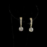 14K Yellow Gold Hanging Drop Earrings with 2.51 Carat Total Weight Lab Diamonds - Round Brilliant Cut, Prong-Set E-F VS1 Clarity - Covaloro Fine Jewelry