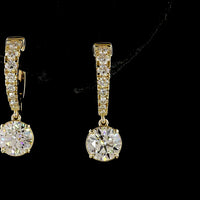 14K Yellow Gold Hanging Drop Earrings with 2.51 Carat Total Weight Lab Diamonds - Round Brilliant Cut, Prong-Set E-F VS1 Clarity - Covaloro Fine Jewelry