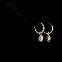 14K Yellow Gold Hanging Drop Earrings with 2-Carat Lab-Grown Round Brilliant Diamonds - D VS1 Clarity with Black Rhodium Accents - Covaloro Fine Jewelry