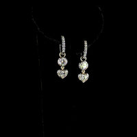 14K Yellow Gold Hanging Drop Earrings with Bezel Set Round and Heart Shaped Lab Diamonds - 2.53 Carats Total Diamond Weight - Covaloro Fine Jewelry
