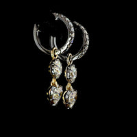 14K Yellow Gold Hanging Drop Earrings with Bezel Set Round and Heart Shaped Lab Diamonds - 2.53 Carats Total Diamond Weight - Covaloro Fine Jewelry
