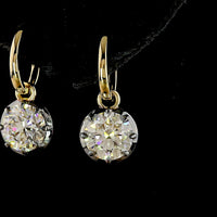 14K Yellow Gold Hanging Drop Earrings with Brilliant Round Cut Lab Diamonds - 4.06 Carat Total Weight (E-F Color, VVS2 Clarity) - Covaloro Fine Jewelry