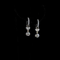 14K Yellow Gold Hanging Drop Earrings with Heart and Round Brilliant Cut Lab Diamonds - 2.19 Carats Total Diamond Weight - Covaloro Fine Jewelry