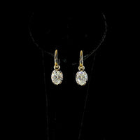 14K Yellow Gold Hanging Drop Earrings with Oval Cut Lab Grown Diamonds - 2.05 Carat Total Diamond Weight (E-F Color, VS1 Clarity) - Covaloro Fine Jewelry