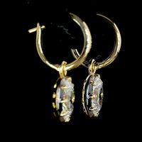 14K Yellow Gold Hanging Drop Earrings with Oval Cut Lab Grown Diamonds - 2.05 Carat Total Diamond Weight (E-F Color, VS1 Clarity) - Covaloro Fine Jewelry