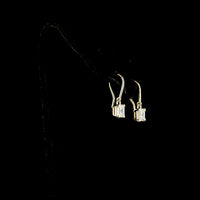 14K Yellow Gold Hanging Drop Earrings with Prong Set Asscher Cut Lab Diamonds - 2.03 Carats Total Diamond Weight - Covaloro Fine Jewelry