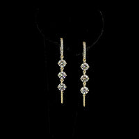 14K Yellow Gold Hanging Drop Earrings with Prong-Set Round Lab Diamonds - 3.31 Carats Total Diamond Weight - Covaloro Fine Jewelry