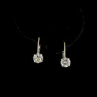 14K Yellow Gold Hanging Drop Earrings with Round Brilliant Cut Lab Diamonds - 3.14 Carat Total Weight (F Color, VS2 Clarity) - Covaloro Fine Jewelry