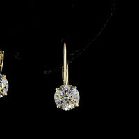 14K Yellow Gold Hanging Drop Earrings with Round Brilliant Cut Lab Diamonds - 3.14 Carat Total Weight (F Color, VS2 Clarity) - Covaloro Fine Jewelry
